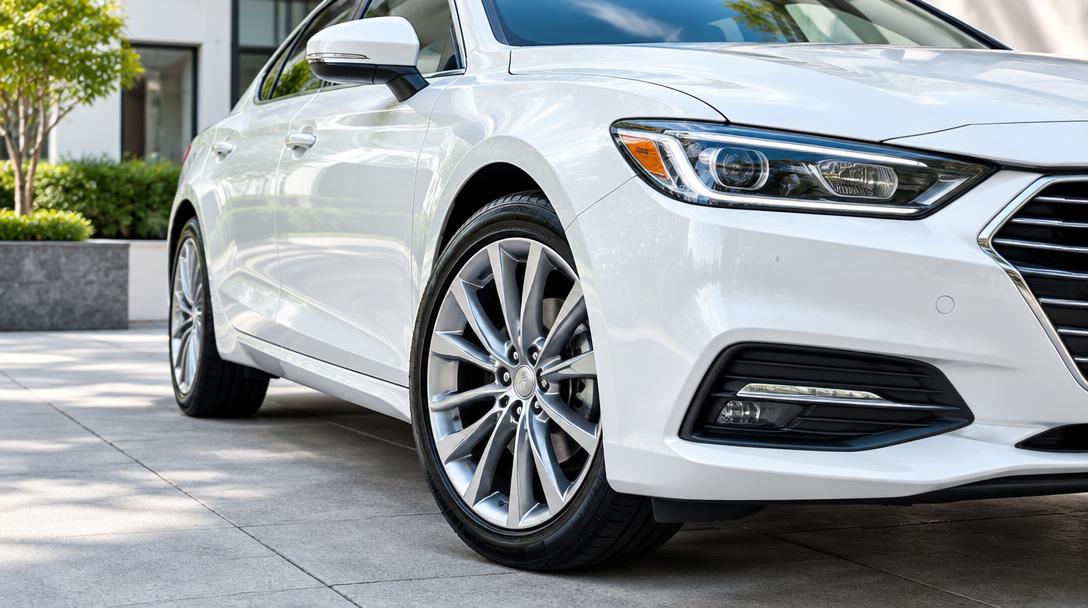 Freshly cleaned white car exterior